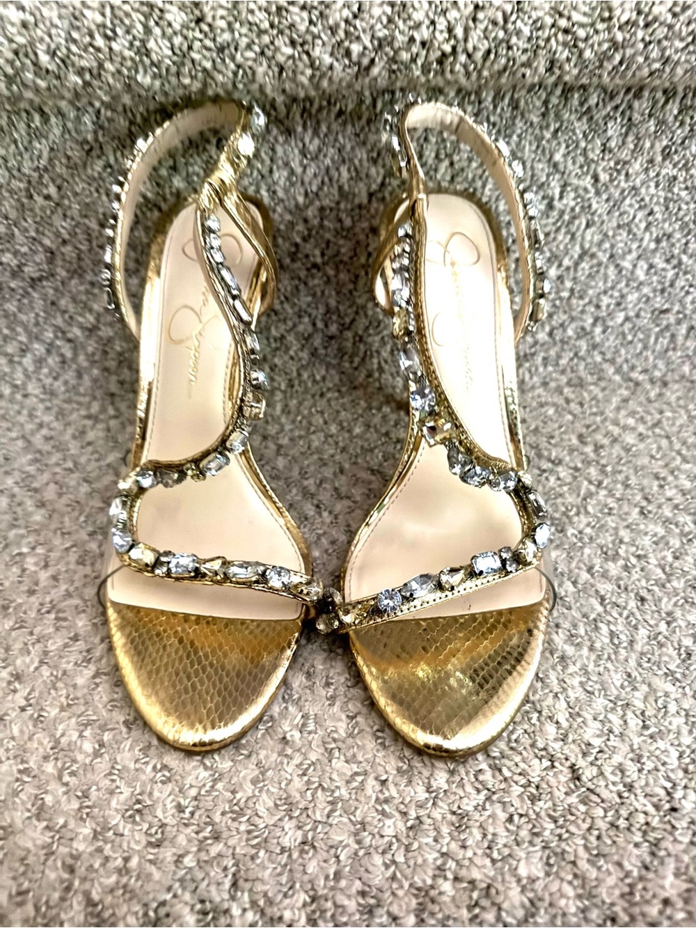 Jessica Simpson Gold Jeweled Women's Slingback Sandals